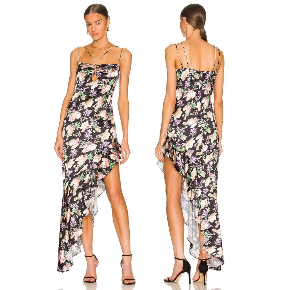 Nookie Simone Maxi Dress Ruffle Floral Garden Party Formal Prom Hoco Cocktail M